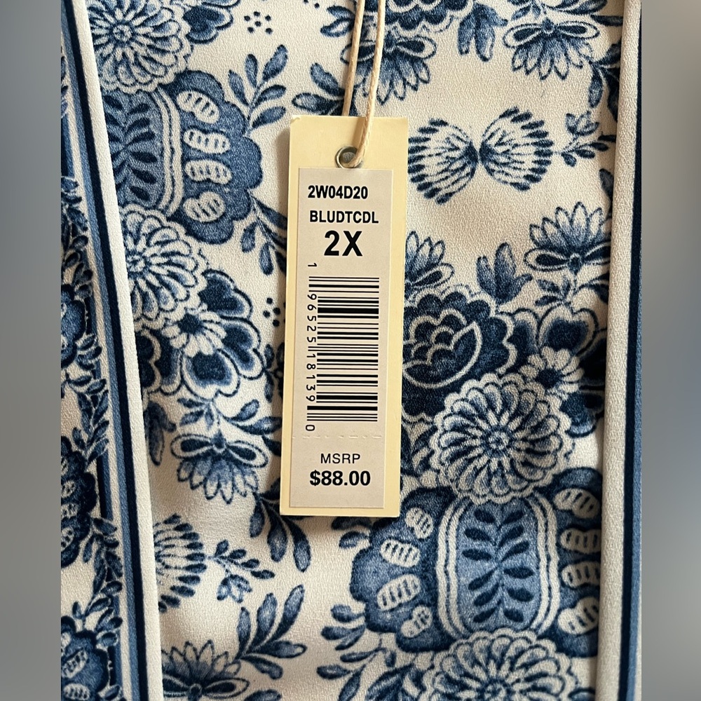 New! Max Studio Designer Blue & White Printed Kimono Cardigan size 2X - Picture 13 of 16